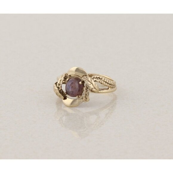 10k Yellow Gold Natural Ruby Star Sapphire Ring Size 7 1/4 - Picture 4 of 7